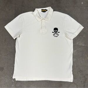 Vintage Y2K Ralph Lauren Rugby Skull And Bones Polo Shirt White Mens Size XL